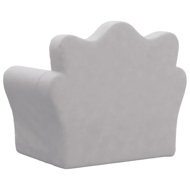 Vaikiška sofa, šviesiai pilkos spalvos, minkštas pliušas