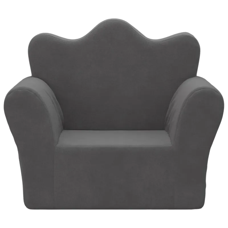 Vaikiška sofa, antracito spalvos, minkštas pliušas