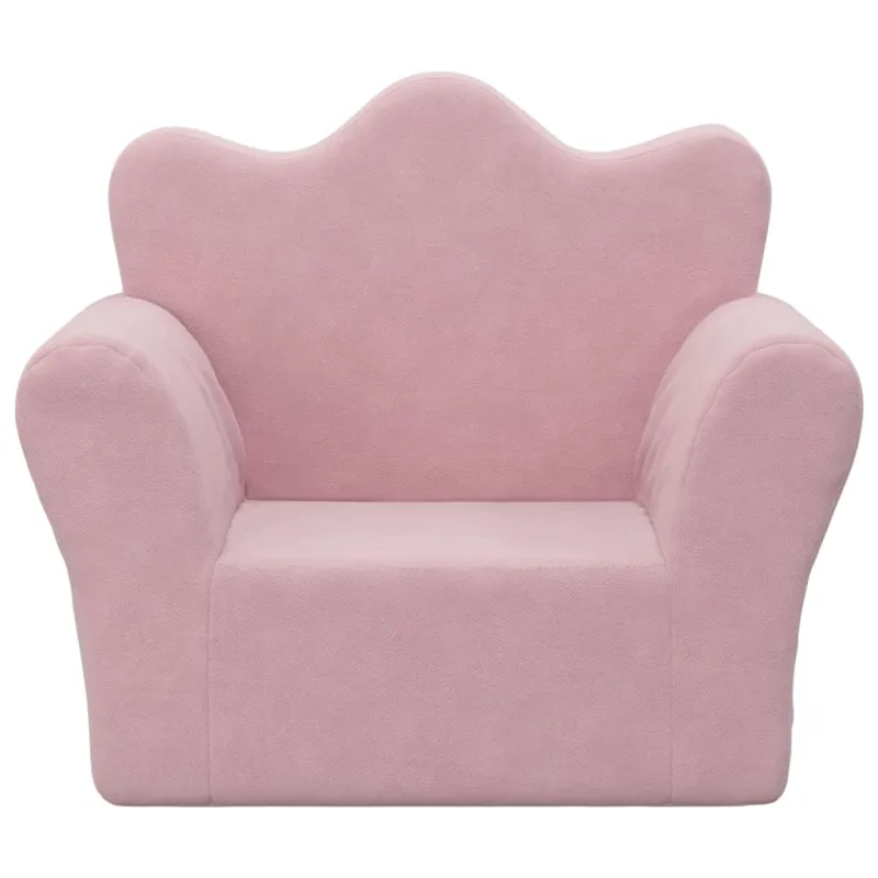 Vaikiška sofa, rožinės spalvos, minkštas pliušas