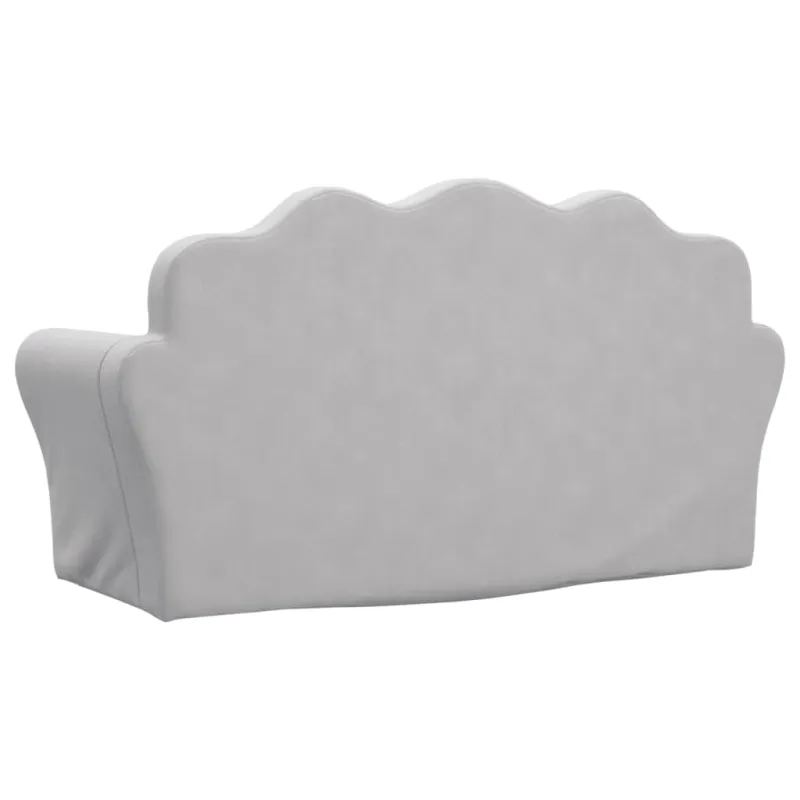 Vaikiška dvivietė sofa, šviesiai pilka, minkštas pliušas