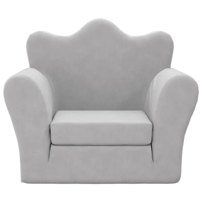 Vaikiška sofa-lova, šviesiai pilkos spalvos, minkštas pliušas