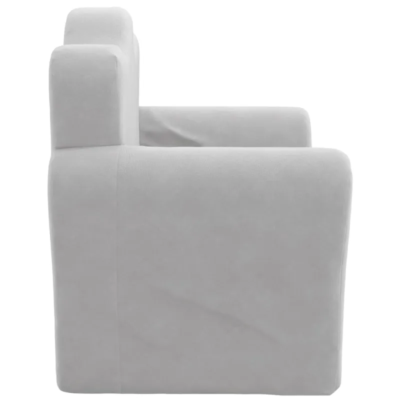 Vaikiška sofa-lova, šviesiai pilkos spalvos, minkštas pliušas