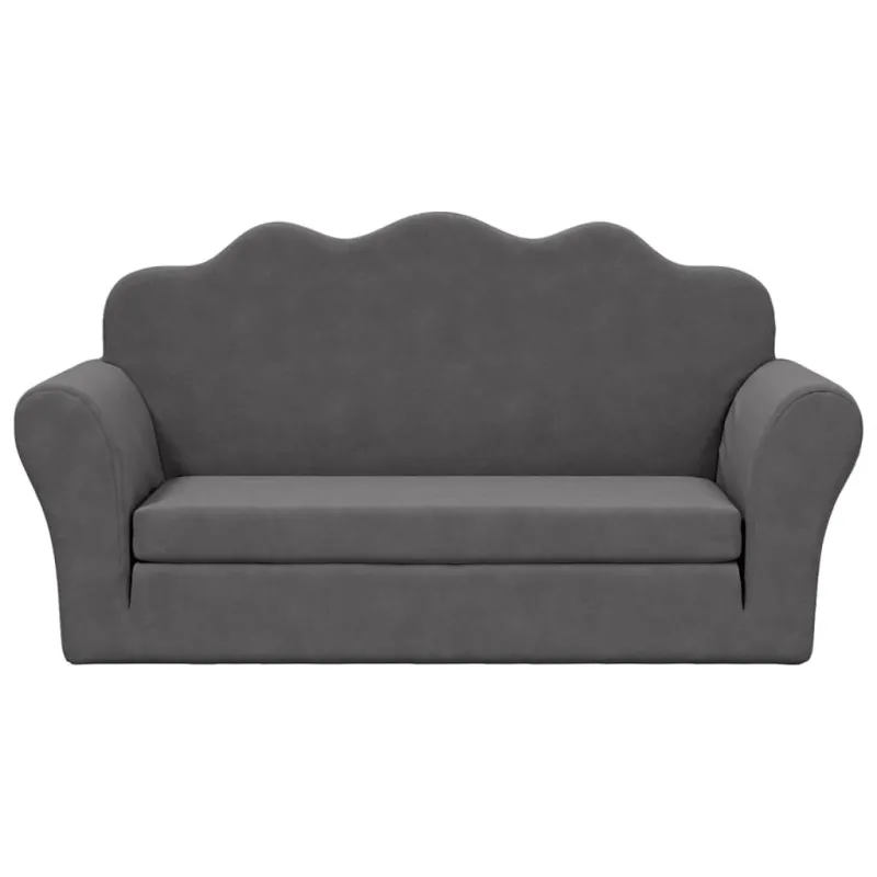 Vaikiška dvivietė sofa-lova, antracito, minkštas pliušas