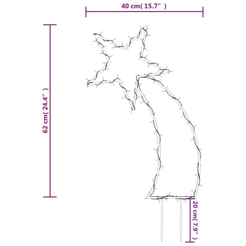 Kalėdinė šviečianti dekoracija meteoras, 80 LED, 62 cm