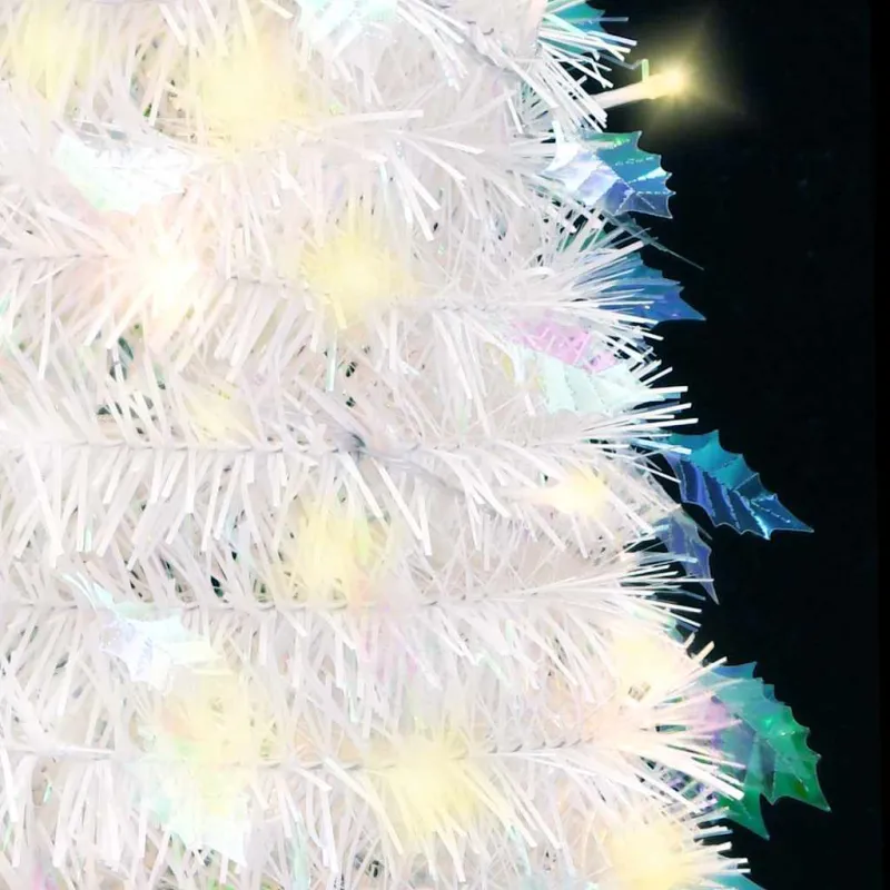 Išskleidžiama dirbtinė Kalėdų eglutė, balta, 210cm, 200 LED