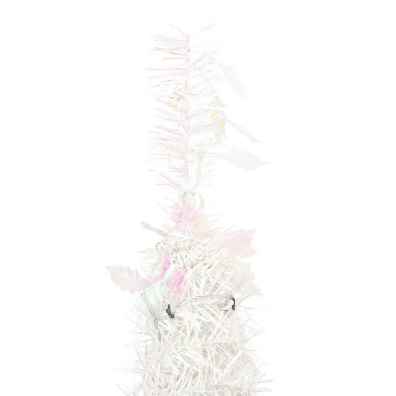 Išskleidžiama dirbtinė Kalėdų eglutė, balta, 210cm, 200 LED