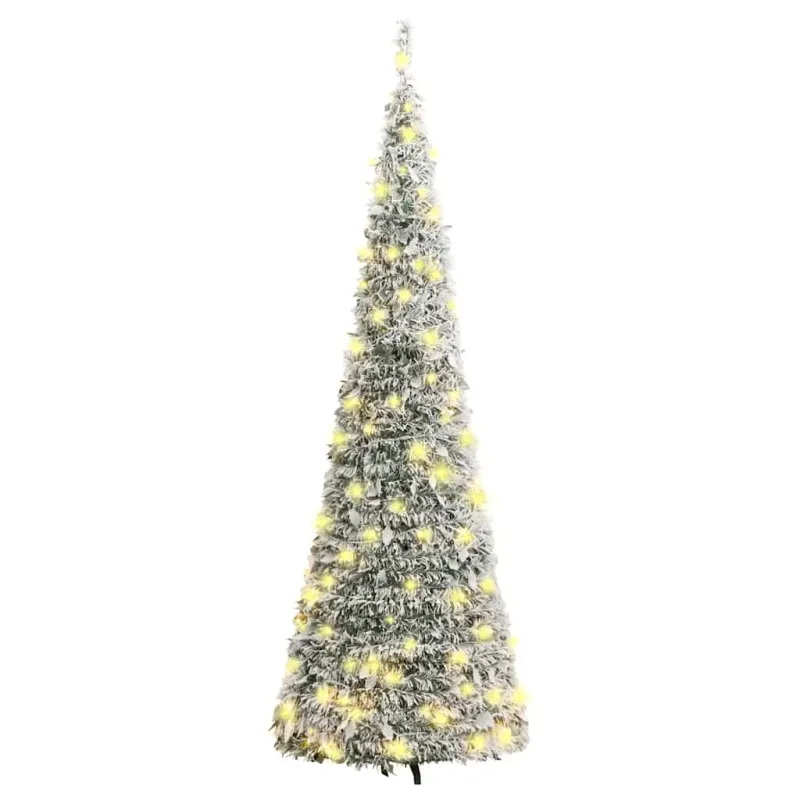Išskleidžiama dirbtinė Kalėdų eglutė su sniegu, 150cm, 100 LED