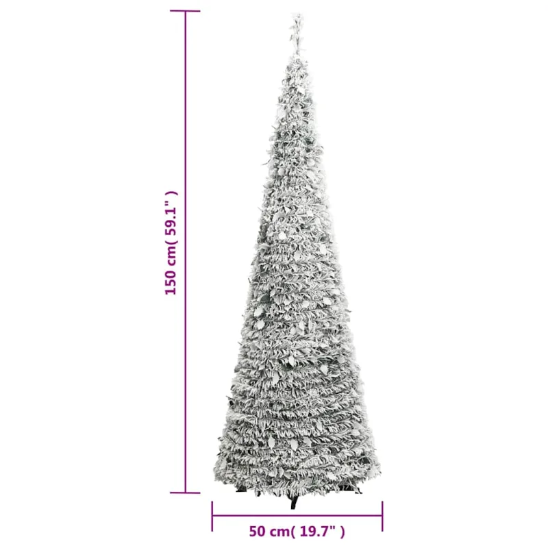 Išskleidžiama dirbtinė Kalėdų eglutė su sniegu, 150cm, 100 LED