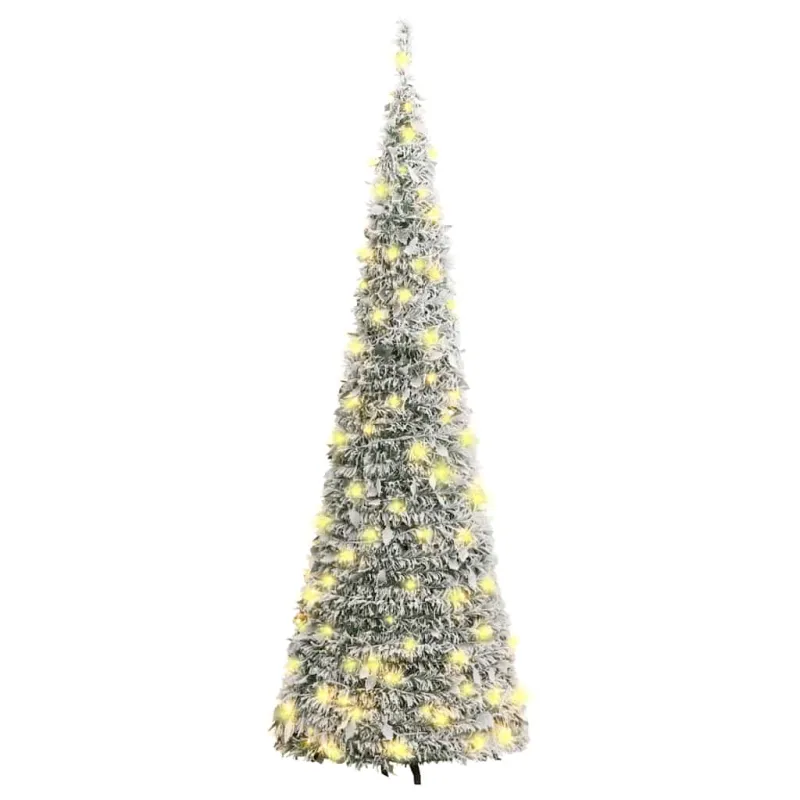 Išskleidžiama dirbtinė Kalėdų eglutė su sniegu, 180cm, 150 LED