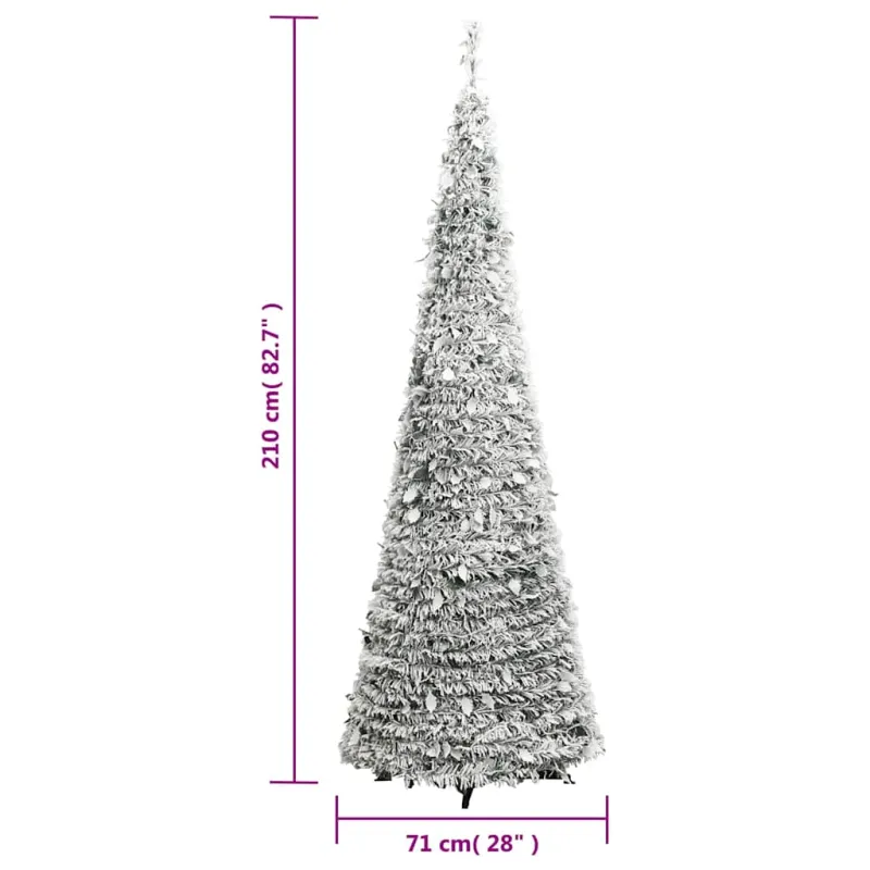 Išskleidžiama dirbtinė Kalėdų eglutė su sniegu, 210cm, 200 LED