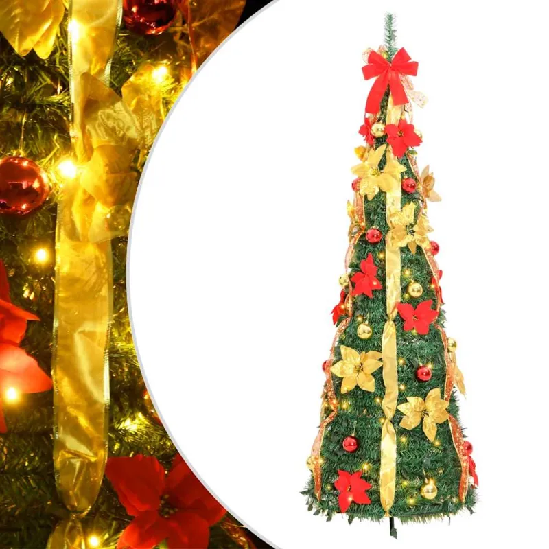 Išskleidžiama dirbtinė Kalėdų eglutė, žalia, 120cm, 50 LED