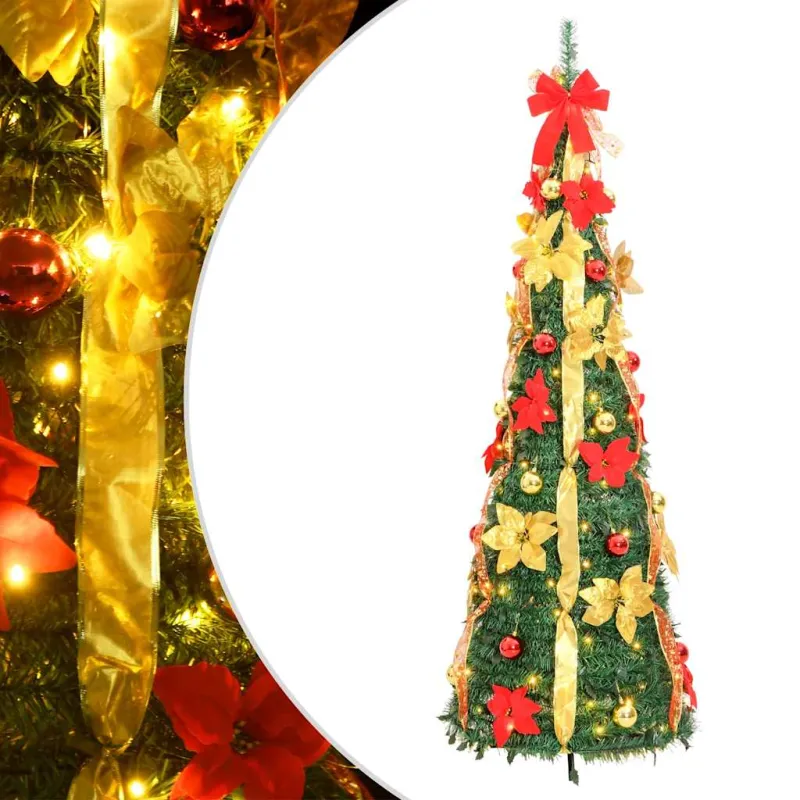 Išskleidžiama dirbtinė Kalėdų eglutė, žalia, 150cm, 100 LED
