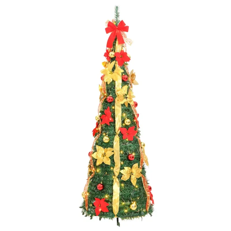 Išskleidžiama dirbtinė Kalėdų eglutė, žalia, 150cm, 100 LED