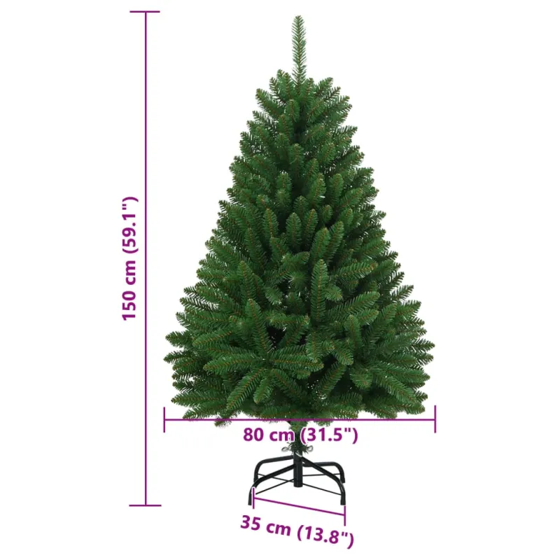 Dirbtinė eglutė su šarnyrinėmis šakomis/stovu, žalia, 150cm