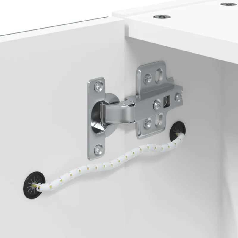 Veidrodinė vonios kambario spintelė su LED, balta, 45x13x52cm