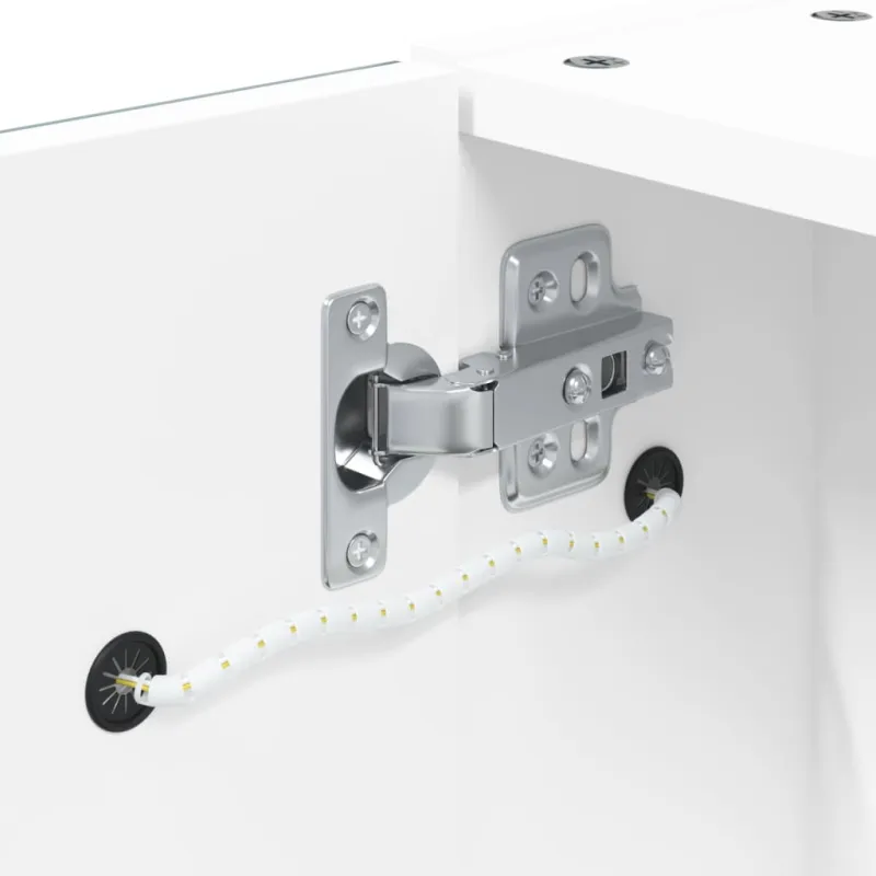 Veidrodinė vonios kambario spintelė su LED, balta, 60x13x52cm