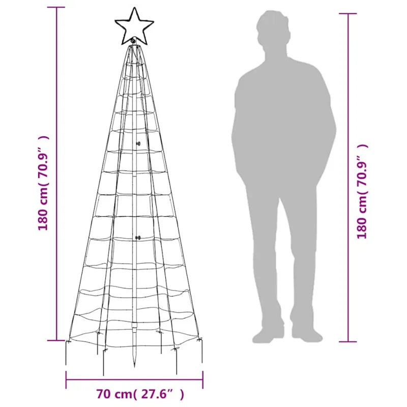 LED Kalėdų eglutė su smaigaliais 220 LED Mėlyna 180 cm
