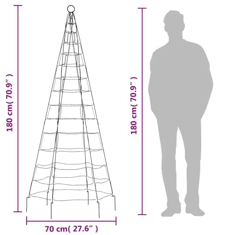 LED Kalėdų eglutė 200LED šaltai balta 180cm