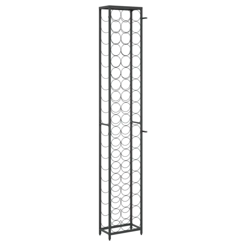 Vyno laikiklis 57 buteliams, juodas, 34x18x200cm, kalta geležis