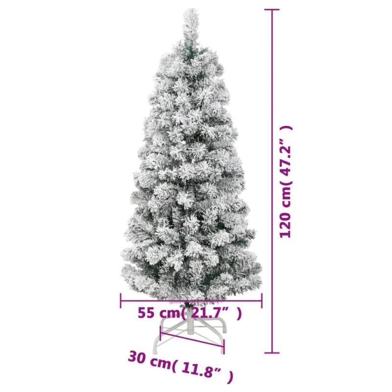 Dirbtinė eglutė su šarnyrinėmis šakomis, 120cm, dengta sniegu
