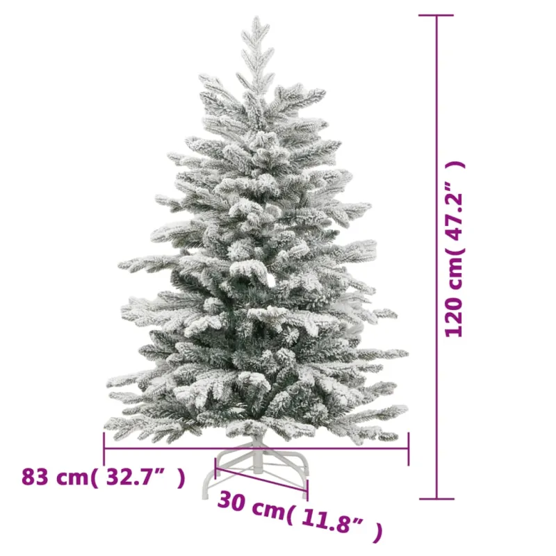 Dirbtinė eglutė su šarnyrinėmis šakomis, 120cm, dengta sniegu