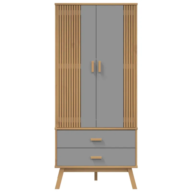 Drabužių spinta OLDEN, pilka/ruda, 76,5x53x172cm, pušis