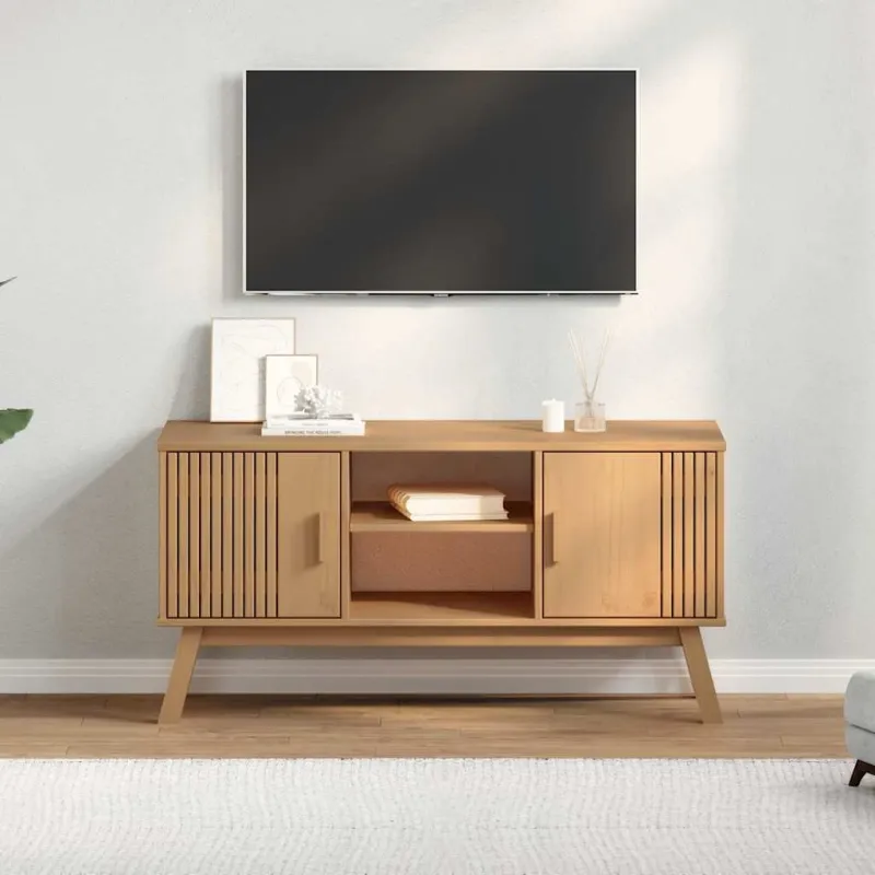 Televizoriaus spintelė OLDEN, ruda, 114x43x57cm, pušies masyvas