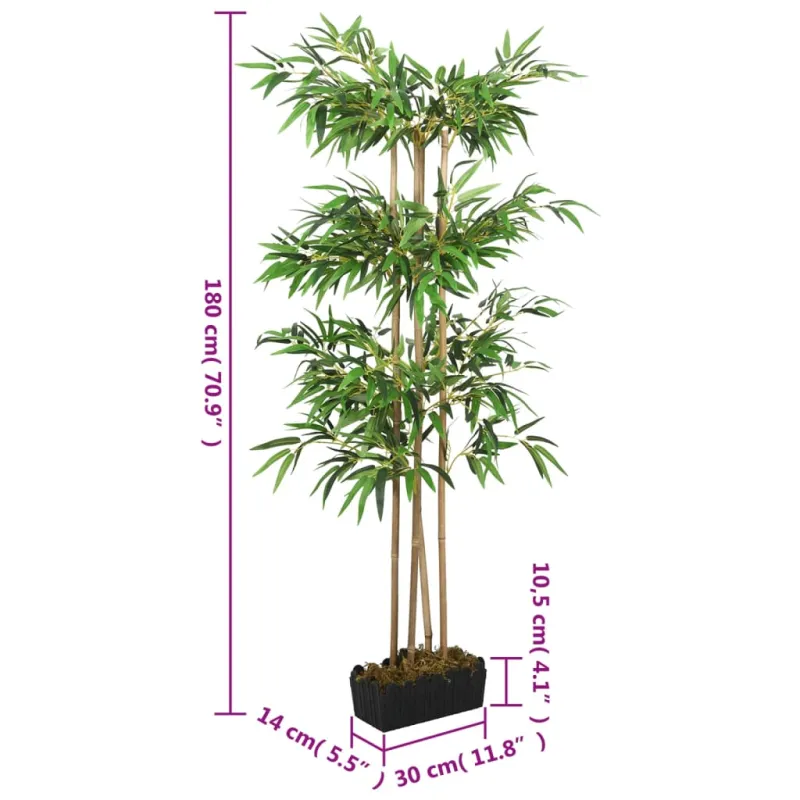 Dirbtinis bambukas, žalios spalvos, 180cm, 1216 lapų