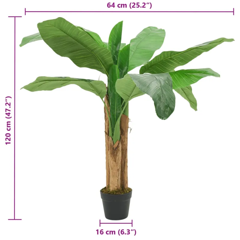 Dirbtinis bananmedis, žalios spalvos, 120cm, 9 lapai
