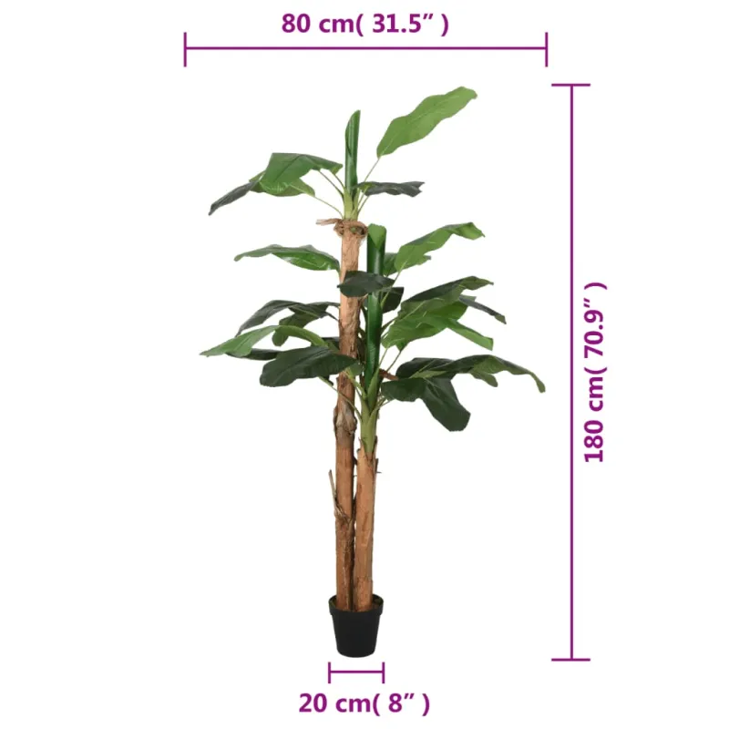 Dirbtinis bananmedis, žalios spalvos, 180cm, 19 lapai