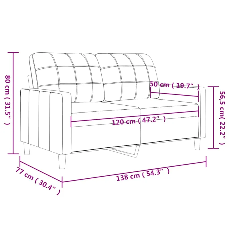 Dvivietė sofa, juodos spalvos, 120cm, audinys