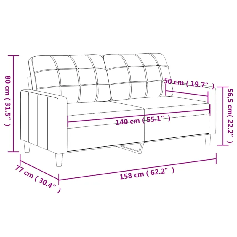 Dvivietė sofa, šviesiai geltonos spalvos, 140cm, audinys