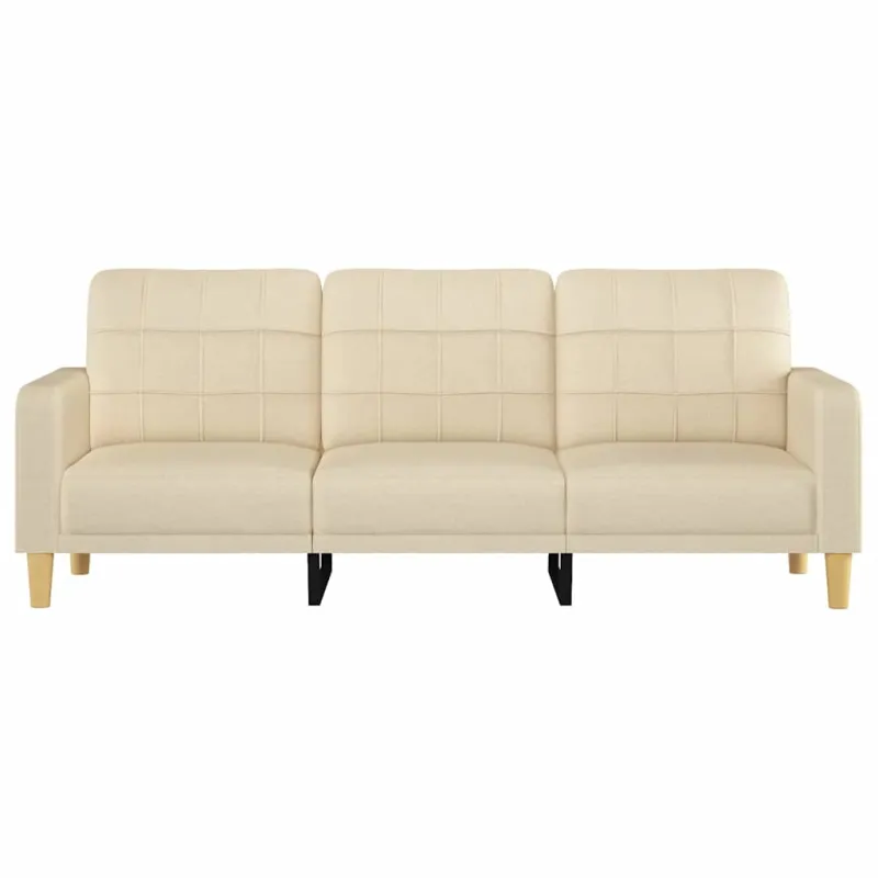Trivietė sofa, kreminės spalvos, 180cm, audinys