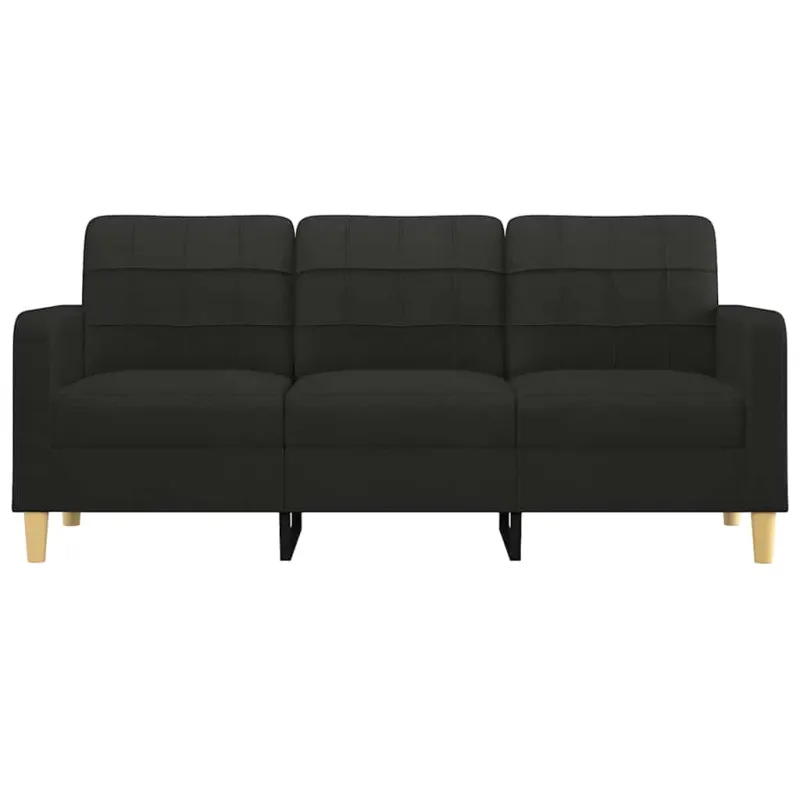 Trivietė sofa, juodos spalvos, 180cm, audinys