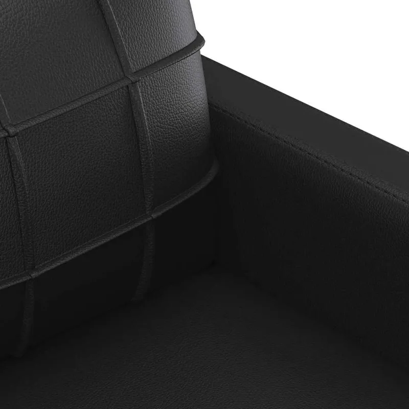 Trivietė sofa, juodos spalvos, 180cm, dirbtinė oda