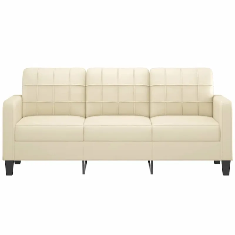 Trivietė sofa, kreminės spalvos, 180cm, dirbtinė oda