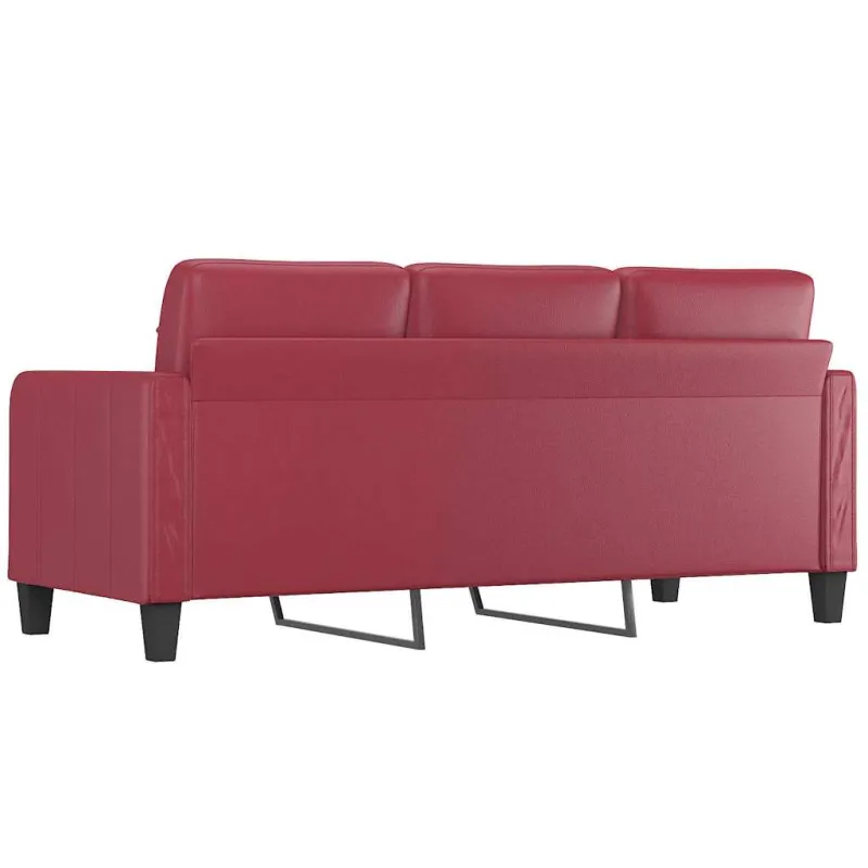Trivietė sofa, raudonojo vyno spalvos, 180cm, dirbtinė oda