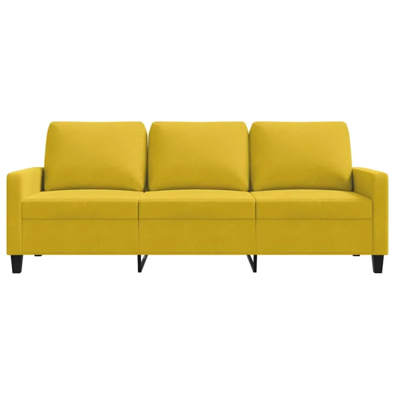 Trivietė sofa, geltonos spalvos, 180cm, aksomas