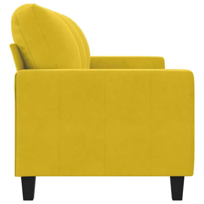 Trivietė sofa, geltonos spalvos, 180cm, aksomas