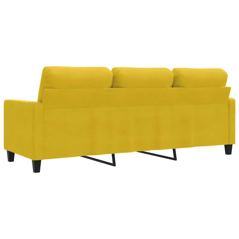 Trivietė sofa, geltonos spalvos, 180cm, aksomas