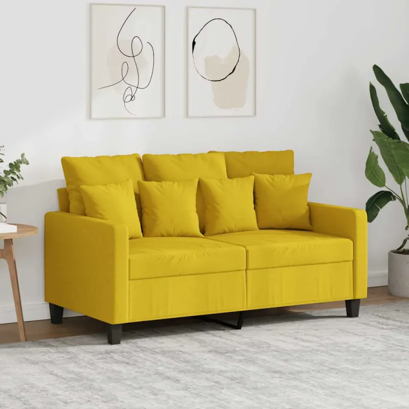 Dvivietė sofa, šviesiai geltonos spalvos, 120cm, audinys