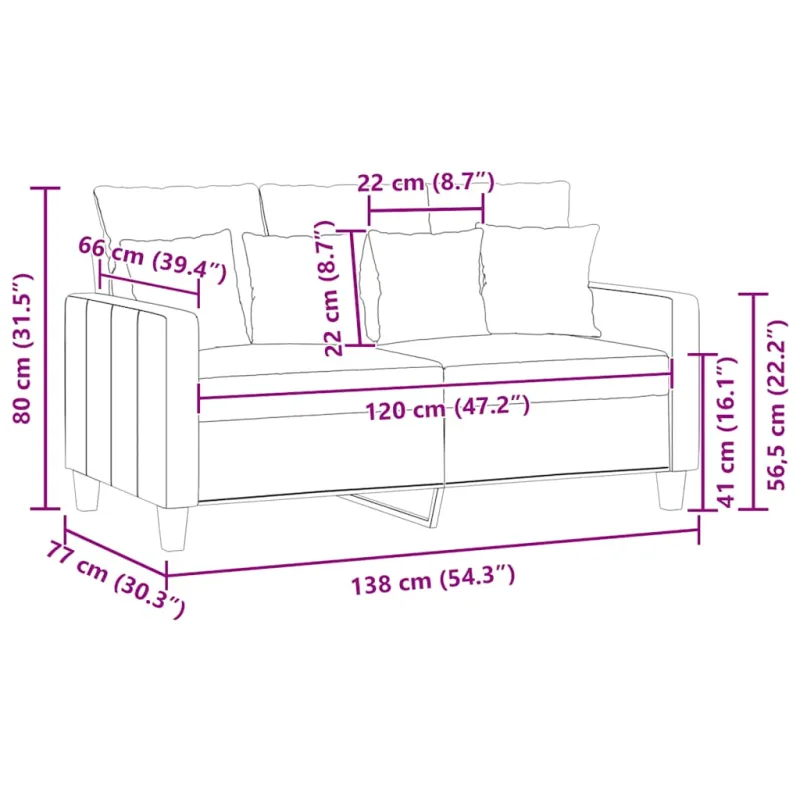 Dvivietė sofa, šviesiai geltonos spalvos, 120cm, audinys