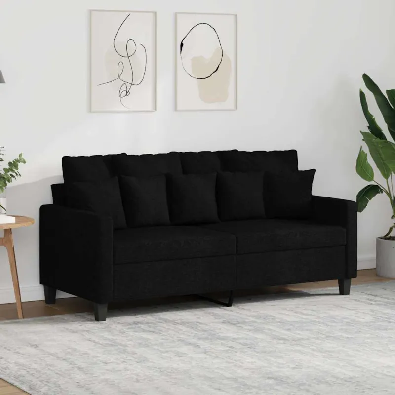 Dvivietė sofa, juodos spalvos, 140cm, audinys
