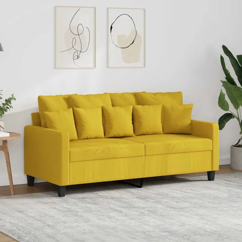 Dvivietė sofa, šviesiai geltonos spalvos, 140cm, audinys