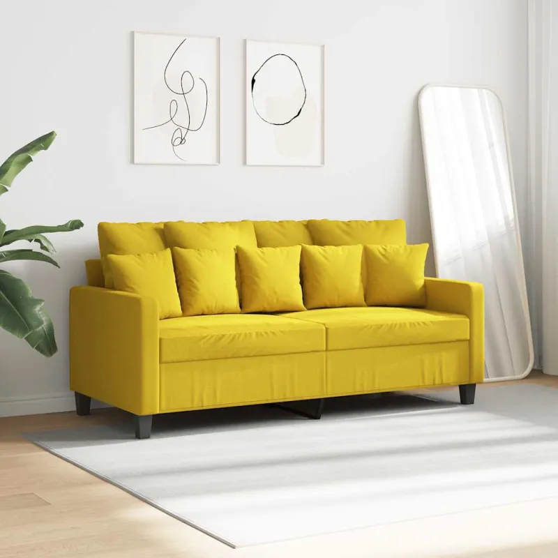 Dvivietė sofa, šviesiai geltonos spalvos, 140cm, audinys