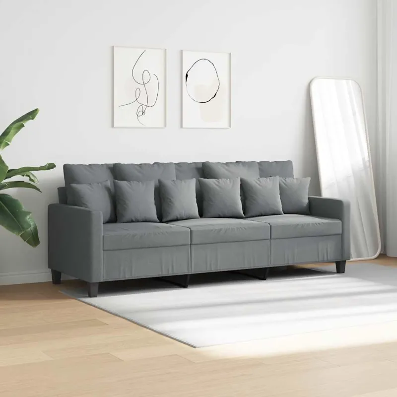 Trivietė sofa, šviesiai pilkos spalvos, 180cm, audinys