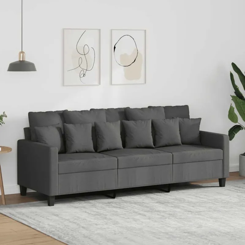 Trivietė sofa, tamsiai pilkos spalvos, 180cm, audinys