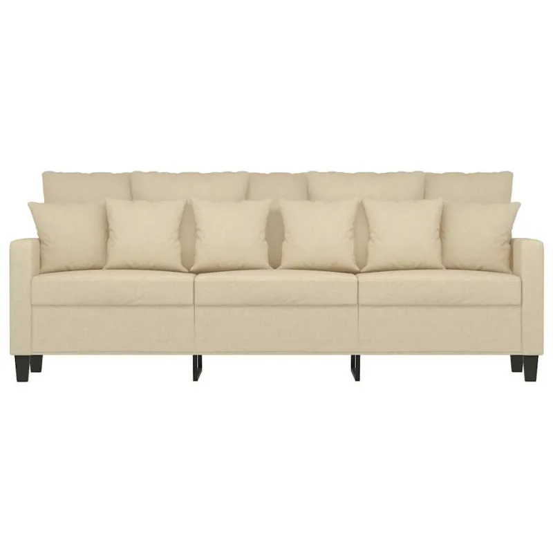 Trivietė sofa, kreminės spalvos, 180cm, audinys