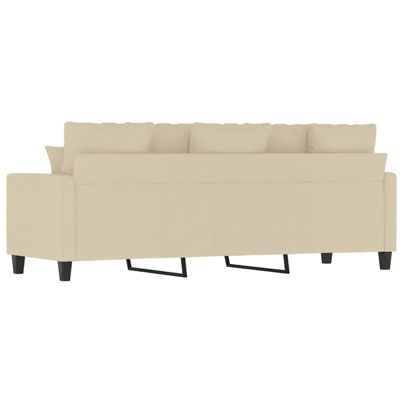 Trivietė sofa, kreminės spalvos, 180cm, audinys