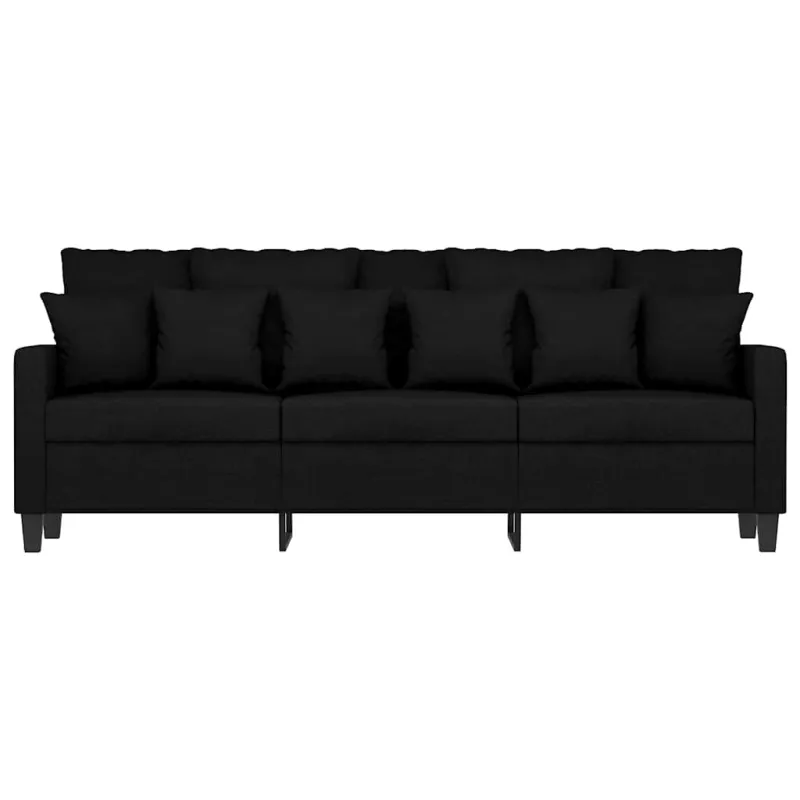 Trivietė sofa, juodos spalvos, 180cm, audinys